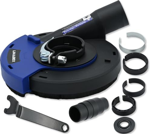 Absaughaube Winkelschleifer 125 mm Bürstenkranz Universal Adapterringe PRO | Mit Federung Staubarmes Schleifen für 115 und 125 mm Winkelschleifer