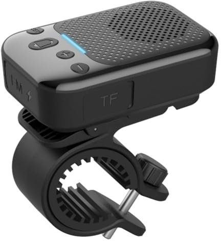 Htuteyy FM Radio Enabled Bike Bluetooth Speaker Dual Pairing TF Card Storage Collar-Clip Design for Outdoor for Cycling Hiking Camping
