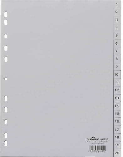 DURABLE KunststoffRegister, Zahlen, A4, 20teilig, 1 20