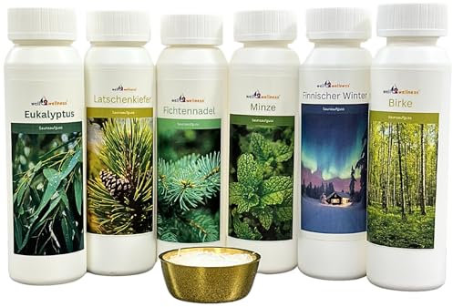 Desagüe de Sauna Set de inicio 'Clásico' con 6 x 125ml Frasco Plus GRATIS 10G CRSTALES MENTOL
