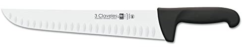 3 Claveles Cuchillo Carnicero Alveolado Proflex, Acero Inoxidable, Negro, 30 cm-12