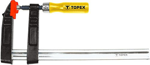 TOPEX Schraubzwinge 120 x 300, Spann-Weite 300 mm, Spanntiefe 120 mm, Schnellgriffklemmen aus Stahl, Holzgriff, für präzises Fixieren von Holzwerkstücken