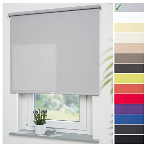 Liedeco® Rollo, Spring-, Schnapprollo / 62 x 180 cm (Breite x Höhe), hellgrau/lichtdurchlässig, Blickdicht/viele Farben, Größen und Typen/Breiten 60-200 cm/Variable Montage möglich