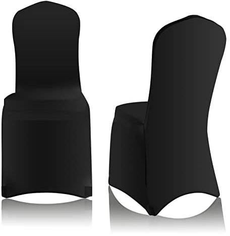 EMART Stuhlhussen Schwarze 100 Stück, Polyester Spandex Black Stuhlabdeckung Stretch Slipcovers Waschbar für Hochzeit, Party, Bankett Stuhl Dekoration