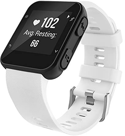 Moko Armband für Forerunner 35/30, Silikon Ersatz Uhrenarmband Sportarmband Einstellbar Armband Replacement Wechselarmband für Forerunner 35 GPS-Laufuhr, Armbandlänge 130mm-230mm, Weiß