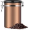 eecoo Kaffeedose, Kaffeedose Luftdicht, Kaffeedose Edelstahl, Kaffeebehälter Luftdichte Aromadose Vorratsdose Edelstahldose Vakuum Dose für Kaffeebohnen, Pulver, Tee, Nüsse, Kakao(Goldene, 1.8 Liter)