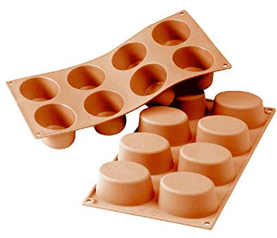 silikomart | SF055 Silikonform für OVAL Monoportions, antihaftbeschichtet, 8 Kavitäten, 1er Pack Kuchenform, 75 x 55 mm, h 35 mm, Made in Italy