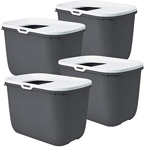 4er Sparpack Katzentoilette HOP IN Einstieg von Oben grau