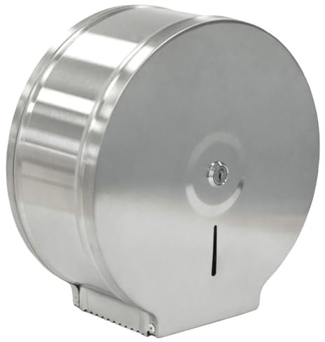 Mini Jumbo Toilet Roll Dispenser - Paper Toilet Tissue Holder - Brushed Stainless Steel Finish