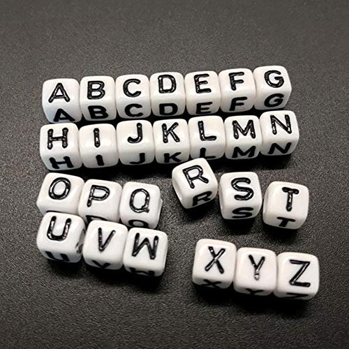 DAHI buchstabenperlen ca.400stk 8x8mm acryl perlen buchstaben perlen bastelnperlen (weiss buchstaben/8x8mm)