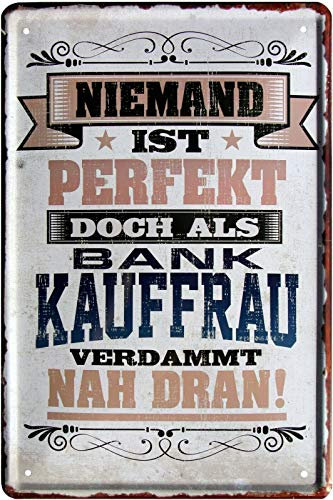 Niemand ist perfekt, doch als Bankkauffrau 20x30 cm Blechschild 2163