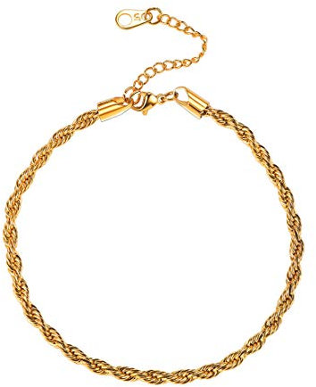 U7 22+5cm klassische Fußkette 18k vergoldet Kordelkette Fußkettchen 3mm breit Armband Simpel Stil Sommer Fußbändchen Mode Stand Fußschmuck