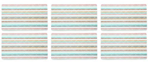 Kesper 31254 Dekor-Frühstücksbrettchen mit Streifen, Melamin, eckig 23,5 x 14,5 x 0,4 cm, mehrfarbig (6 Stück)