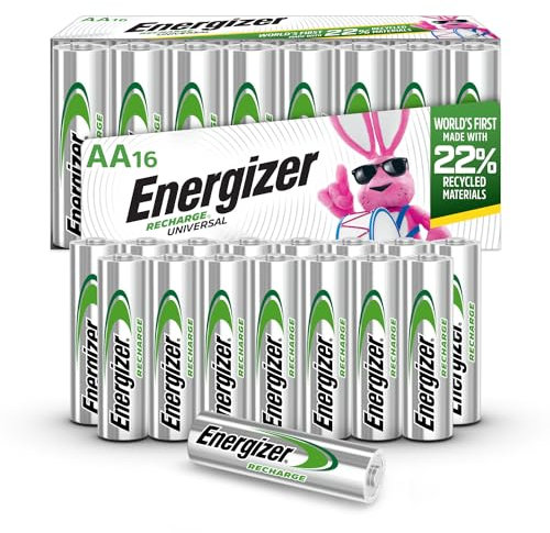 Energizer Batterie ricaricabili AA (confezione da 16) pre-carico, 1,2 V NIMH 2,000 mAh ricaricabili, 16 conteggi