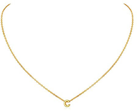 ChicSilver Gold Buchstabenkette 40+5cm Kette mit Buchstabeanhänger C Buchstabenkette Namenskette für Sie und Ihre Geliebte