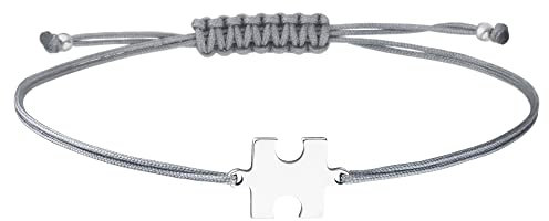 Armband Puzzlestück 925 Silber | Grau Partnerlook BFF