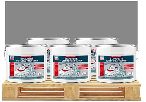 PRO COM Peinture, résine d'étanchéité toiture, réparation tuiles, fissures, anti-fuites, décore, protège, plusieurs coloris 5 x 10L