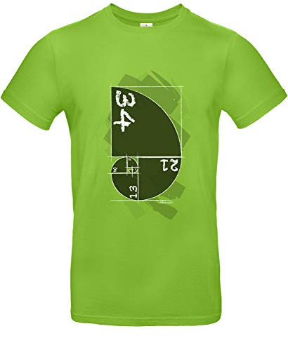 Smilo & Bron Herren T-Shirt mit Motiv Fibonacci Bedruckt Grün Orchid Green M