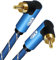 EMK Câble de Subwoofer, Câble Coaxial Numérique Cinch Câble Audio Plaqué or RCA pour Subwoofer, Récepteur AV, Amplificateur, Home Cinéma (Double 90 Degrés RCA Câble, 5Ft/1,5M)