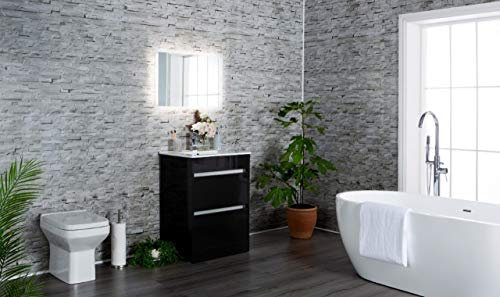 Shower Panels - Large Tongue and Groove Waterproof Cladding Fixings for Home, Bath, Bathroom Wall - Replacement Decorative Panelling, No Grouting - 10mm Thick, 1m Wide Natural Stone Light Grey