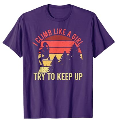 I Climb Like A Girl Rock Climbing Gear Kids Women Vintage T-Shirt