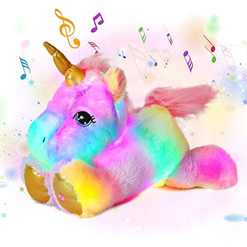 Cuteoy Musical Plüsch Einhorn Stofftier Glowing LED Light-up Nachtlicht Spielzeug Singing Lullabies Geburtstag Weihnachten Plüsch Geschenke für Kinder