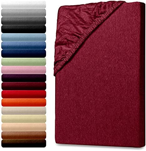 Julido Spannbettlaken 100x200 cm (Bordeauxrot) – Jersey Betttuch aus 100% Baumwolle, Oeko-Tex Standard 100, hautfreundlich, atmungsaktiv & für Allergiker geeignet, Matratzenhöhe bis 30 cm