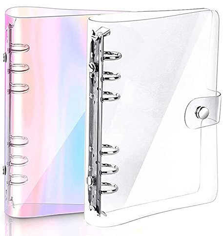 2 Stück A5 Ringbuch Odner,Transparente Ringmappe aus PVC,A5 Binder,Loseblatt Notizbuch,Binder 6 Ringe Ringmappe Ringordner Nachfüllbares,für Loseblatt Schule Büro Haushalt