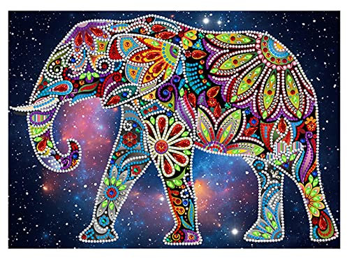 MWOOT 5D Leuchtend Diamant Malerei von Nummer Kit,DIY Voller Diamond Art Painting Strass Kreuzstich Kunst Handwerk Diamant für Home Wanddekoration (30x40CM),Elefant