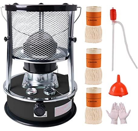 Petroleumofen für innenräume, Effizienter Petroleum Heizung Heizer mit 3 Docht, Tragbarer Campingkocher Zum Heizen, Für Heizungen Wintergarten Terassen Zeltheizung Barbecue (4.6L-black)