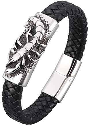 Dsnyu Armreif Männer, Silber Armreif für Herren, 18.5CM Skorpion Geflochten Hip Hop Armband für Geliebten