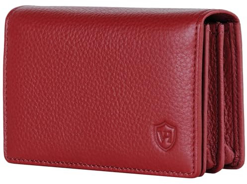 VON HEESEN® Visitenkartenetui Leder mit RFID-Schutz - Platz für 50 Visitenkarten - 6 Fächer - Visitenkarten Etuis - Geschenk für Damen & Herren (Rot)