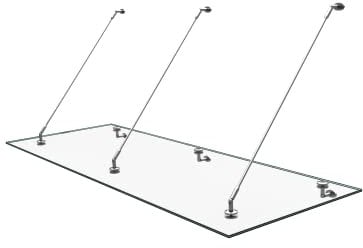 doporro Vordach Überdachung VSG mit SGP Folie VDG02K Maße:90x250cm 3 Edelstahl Haltestangen Transparentes Glasvordach Regenschutz für Haustür