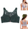 Floral Comfort Rose Bra, Women's Front Closure Bra Lace Back Push Up Non Padded Wirefree Bralette Bra (Dark Green,40/90D)