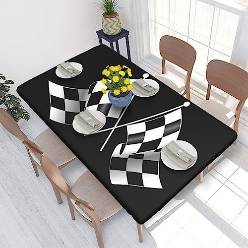 OPSREY Nappe élastique lavable avec motif de drapeaux à damier Noir et blanc