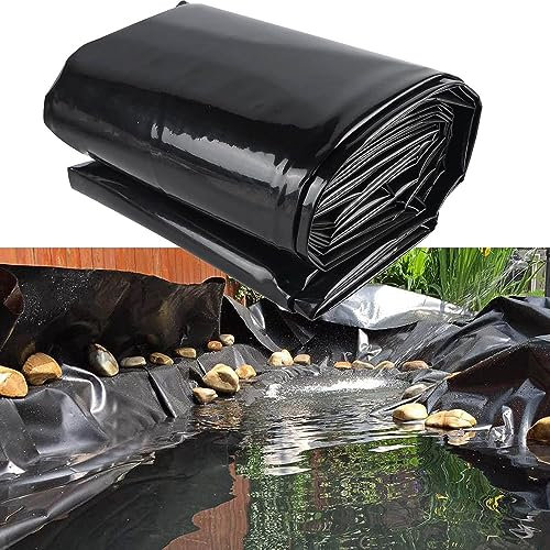 FnnEmg Teichfolie, Hdpe-Teichfolie, Teichfolie, Schwarze Teichfolie FüR Kleine Teiche, Fischbecken, Bachbrunnen Und GartenwasserfäLle,Es Stehen Verschiedene Größen Zur Verfügung-9x10m