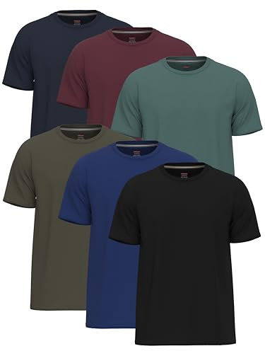 SoftSpun Men's Cotton T-Shirts Multipack - Pack6 [Dark Collection] - 6 Count - M, XS - Crew Neck, Short Sleeve - Regular Fit - All Seasons - Casual, Work, Gym - Made in The USA