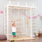 Wood And Hearts Montessori Drinnen Schwedische Leiter für Kinder, Indoor Klettergerüst, Indoor Kletterwand für Kinder, Turngeräte mit Seilzubehör in Weiß und Naturholzfarbe