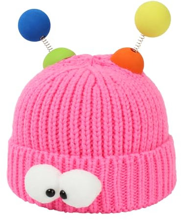 Meliyya Unisex Beanie Mütze Cartoon Lustige Wollmütze Monster Stricktmütze Wintermütze Weich Elastisch Einheitsgröße, Rosa