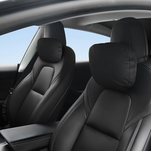 Antreecity für Tesla Kopfstützenkissen, Auto Nackenkissen Kopfstützenkissen für Tesla Model Y Model S Model X Model 3 Zubehör, Wildleder Autositzkissen zur Nackenstütze (1PC, Schwarz)