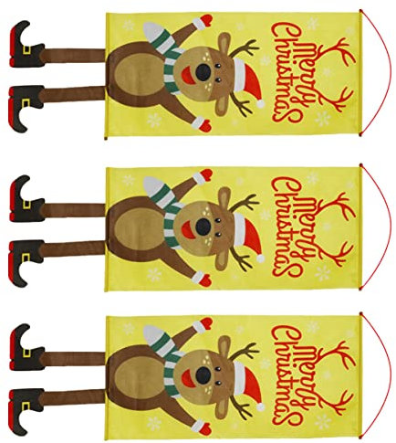 Kisangel 3piezas Colgante De Tela Para Colgar La Puerta Bandera Navideña Decoración Colgar El Porche Patio o Puerta