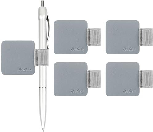 ProCase 【5 Pack Self Adhesive Pen Loop Holder, for Dairy Notebooks Journals Planners, Elastic Stick On Pen Holder Stylus Loop -Grey