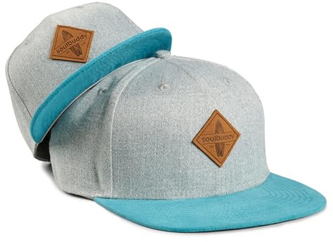 Soulbuddy Cap Herren Cap Kinder – 2er-Set Familien Outfit Set – Vatertagsgeschenk für Papa – Geschenke zum Vatertag – Papa Geschenk – Grau-Petrol – One Size und Kids S