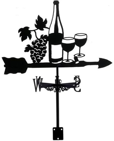 Weather Vanes Grapes Wine Wind Vanes Metal Weather Vane for Sheds with Screws Waterproof Wind Direction Indicator Weathervanes for Outdoor Garden Roof Decor