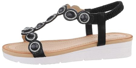 Ital Design Damenschuhe Sandalen & Sandaletten Keilsandaletten, J-149-, Textil, Schwarz, Gr. 37