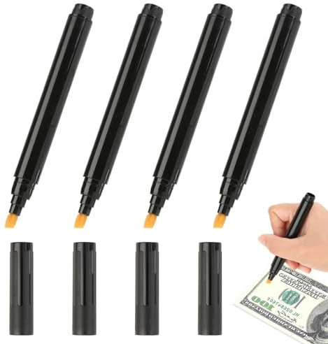 LANAFAY 4 Pièces Stylo Faux Billets, Euro Tester Pen Stylo Détecteur de Faux Billets, Stylo Billet Banque Faux pour euros, dollars, livres, toutes les principales devises internationales