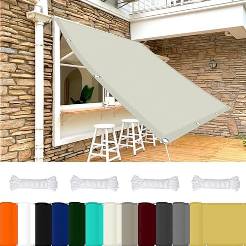 Toldo Parasol 2 x 3 m 98% UV Protection Sombra Toldo Rectangular con Ojales y Cuerdas de Fijación para Exterior,Terraza, Patio, Marfil