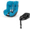 CYBEX Gold Kinder-Autositz Sirona G i-Size Plus und ISOFIX Basis Base G, Ab ca. 3 Monaten bis 4 Jahre, Max. 19 kg, 61-105 cm (Ab Geburt / 40 cm mit Neugeboreneneinlage), Beach Blue