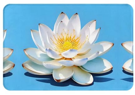 Fußmatte mit asiatischem Lotus-Muster, personalisierbar, stilvoller Outdoor-Teppich für Tür, Terrasse, Badezimmer
