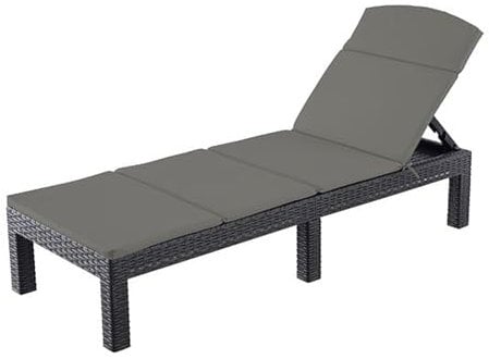 simpa Adjustable Outdoor Garden Sun Lounger with Cushion - Graphite Grey